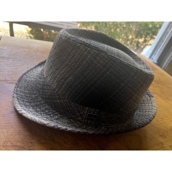 Ole Wool & Viscose Black & Gray Plaid Fedora Hat Mens O/S 24” circumference - Picture 3 of 7